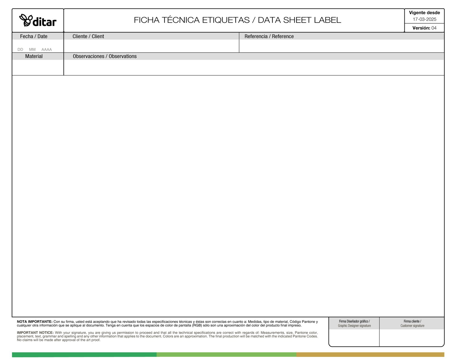 Ficha técnica de etiquetas página 1